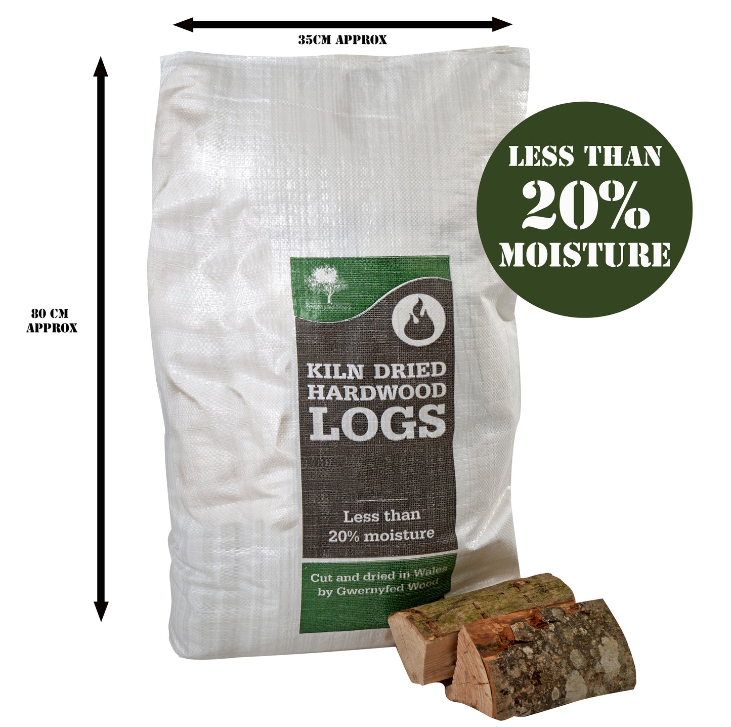 Kiln Dried Hardwood Logs - Jumbo 60 Litre Sack (approx 18kg)