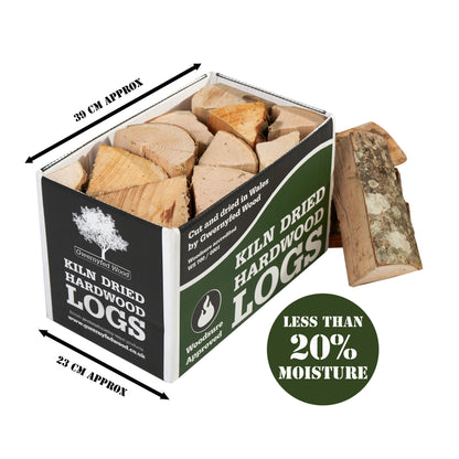 Premium Kiln-Dried Hardwood Logs 24L Box – Gwernyfed Wood