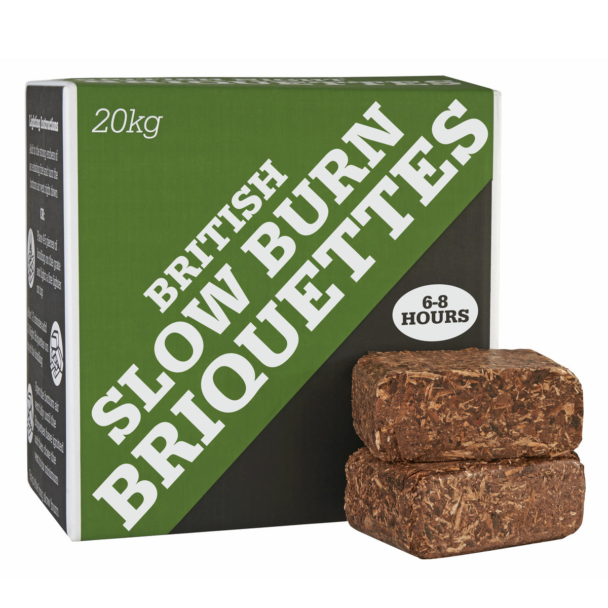 Premium Slow Burn Briquettes – 20KG (20 Briquettes) – Gwernyfed Wood